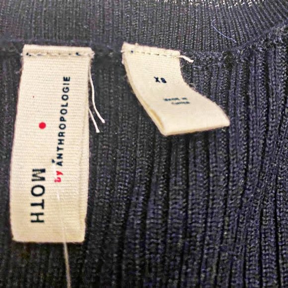 Anthropology Moth Ribbed Fitted V Neck Sweater - Picture 3 of 5